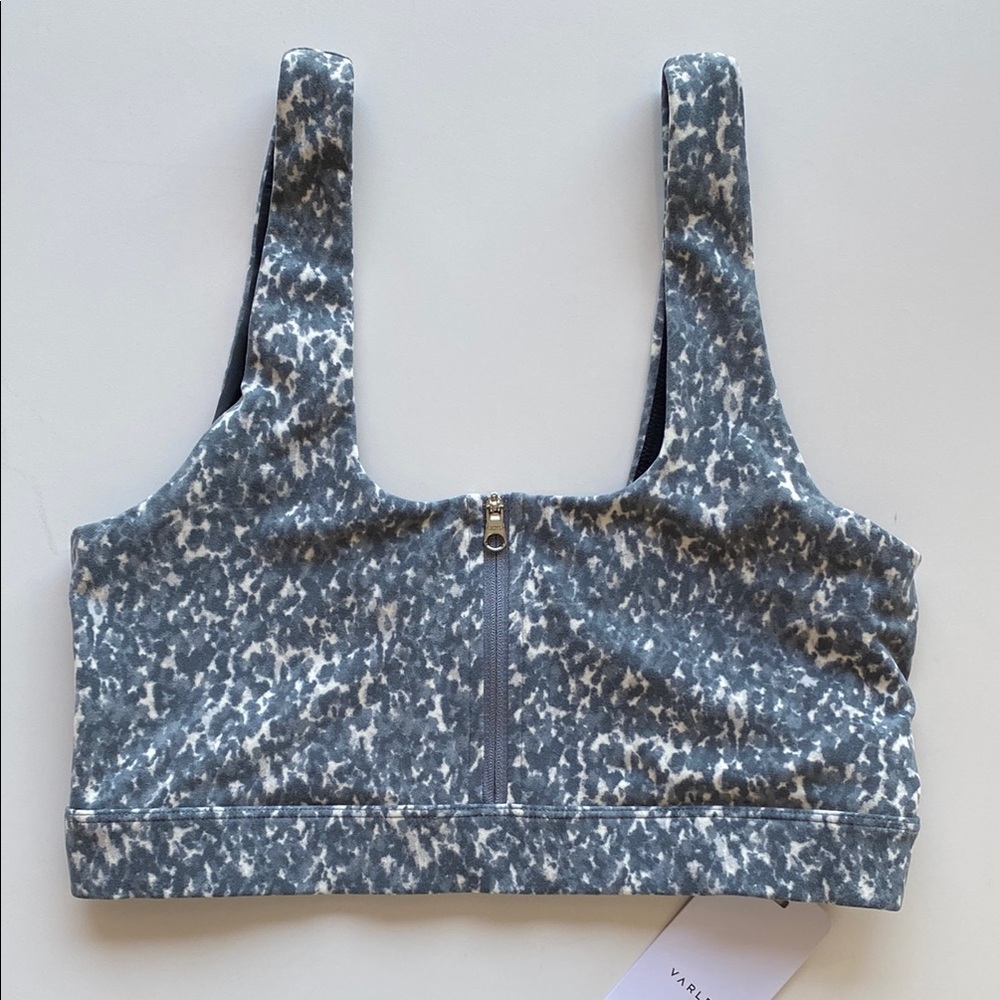NWT Varley Gray and White Zipper Sports Bra size medium